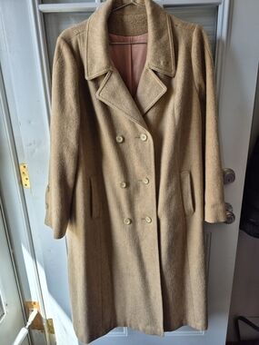 Sears Vintage Camel Double-Breasted Wool Pea Coat